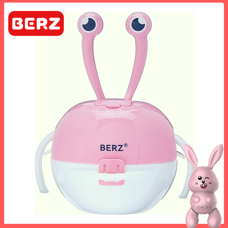 Berz Σετ Μπολ Φαγητού βόλτας 5 σε 1 Ροζ Καβουράκι Dinnerwareμε 8 τεμάχια από πλαστικά μπολ, ποτηρι & κουταλι πιρούνι σιλικόνης & καπάκια! - Main Image