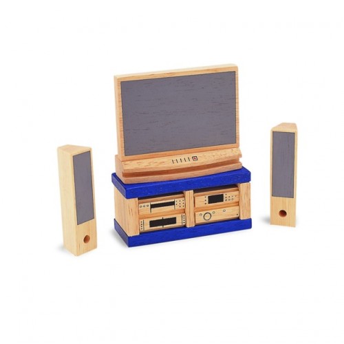 Pin Toys ξύλινη μινιατούρα αξεσουάρ κουκλόσπιτου home theater - Main Image