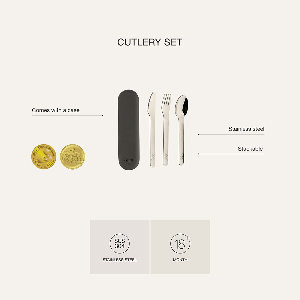 Stainless Steel Cutlery Set With Silicon Case - Black - Main Image