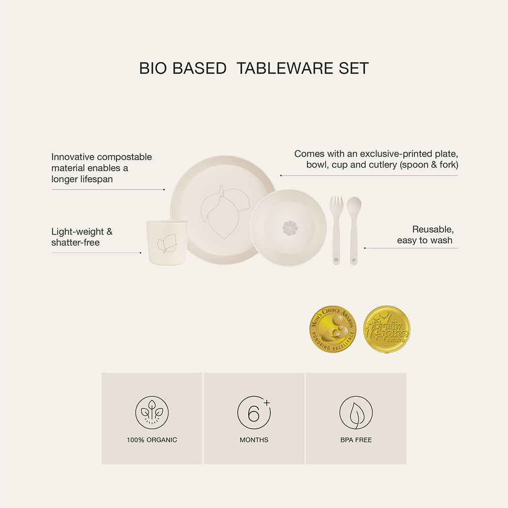 Bio Based Tableware Set - Dino Green - Main Image
