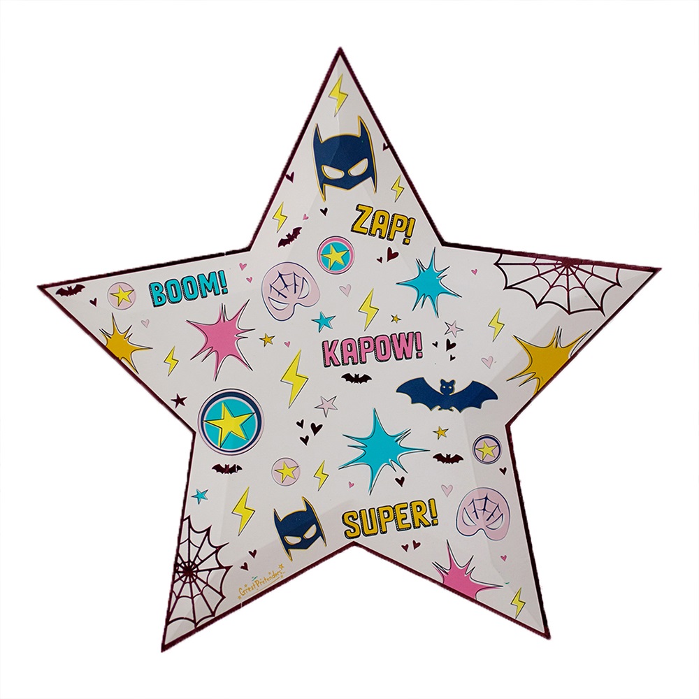 Great Pretenders Plates - Superhero Star Large (8pc) - Main Image